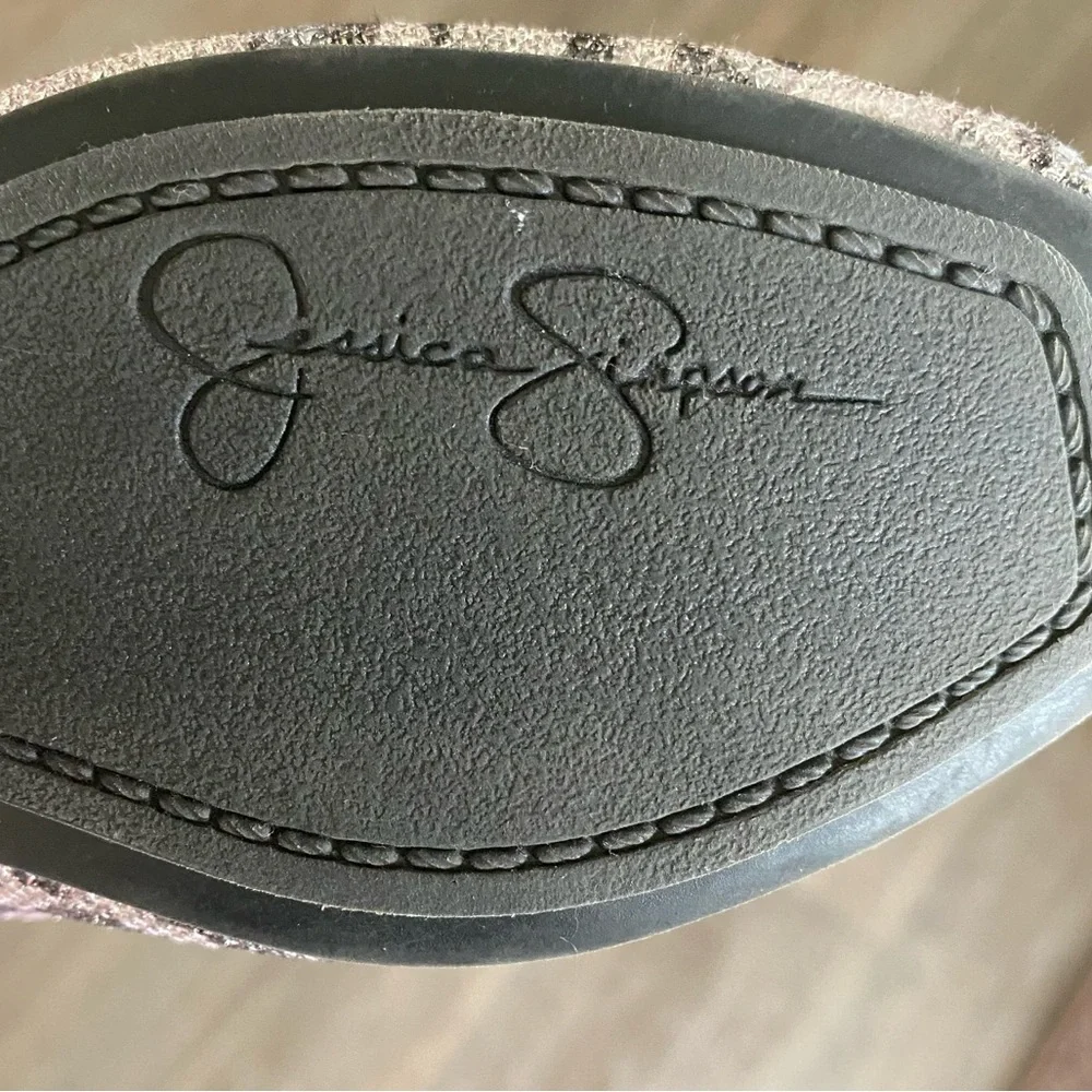 NEW! Jessica Simpson Girls Shoes Madison Ballet Flat Silver Animal Print Size 13